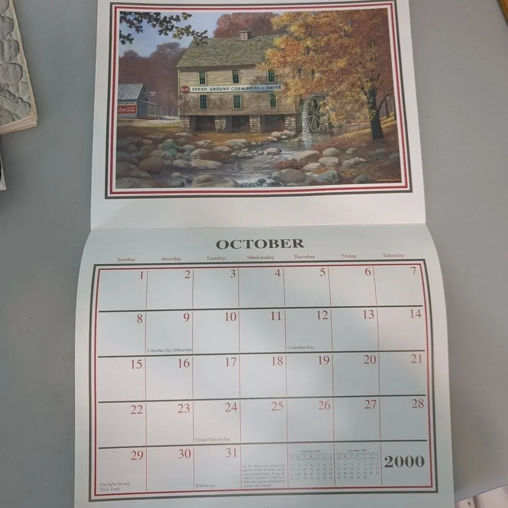 2000 Coca Cola Coke Wall Calendar Barns Bridges Country Stores, Jim Harrison Art